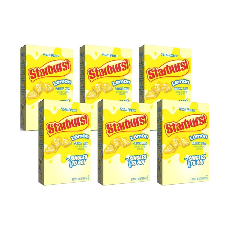Starburst Singles To Go Zero Sugar Drink Mix, Lemon, 0.60 Ounce (Pack of 6) - Image 1